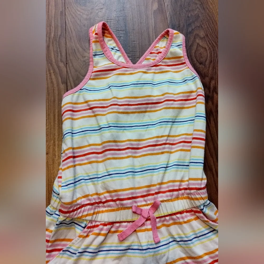 Cat & Jack Girls Rainbow Striped Cross Back Knit Sleeveless Romper Shorts Size 8 - Picture 8 of 15